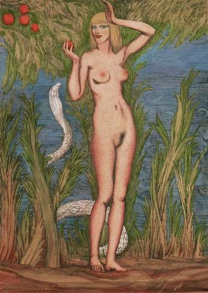 Ernst Fuchs. Temptation Of Eve
