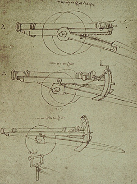 Leonardo da Vinci. The drawing of the gun