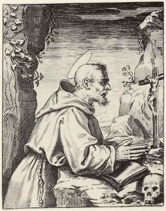 Agostino Carracci. St. Francis praying before the Crucifix