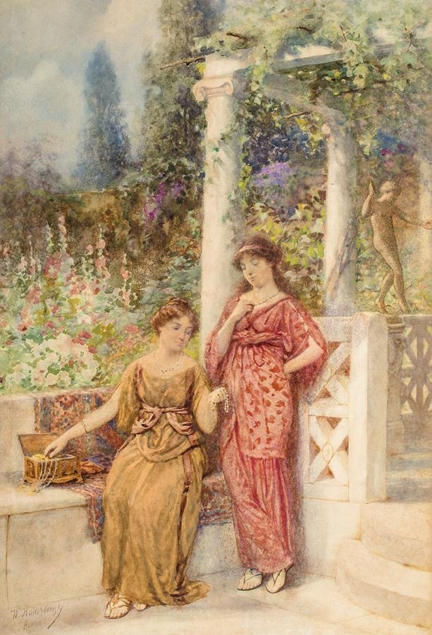 Wilhelm Kotarbinsky. Women on the terrace admiring the jewelry