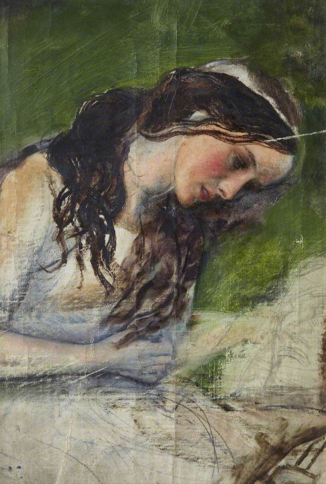 Portrait of a girl. Sketch for the painting Ruthless Beauty, 1861, 25×37  cm by Arthur Hughes: History, Analysis & Facts