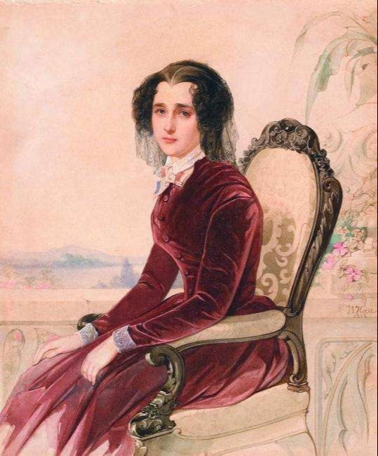 Vladimir Ivanovich Gau (1816-1895). The Lady in Scarlet