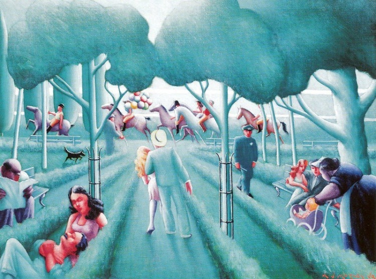 Sunday in the Park 1941 by Archibald John John Motel History