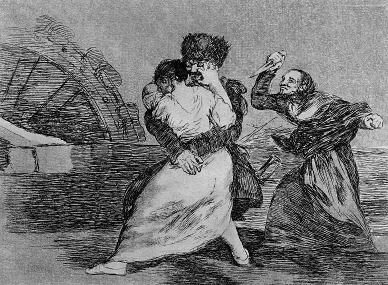 Francisco Goya. The series "disasters of war", sheet 09: She doesn't want!