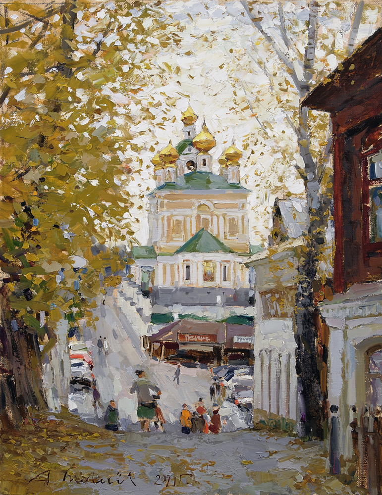 Alexander Shevelyov. Autumn in Plyos. Canvas, oil 34.5 x 44.5 cm. 2021