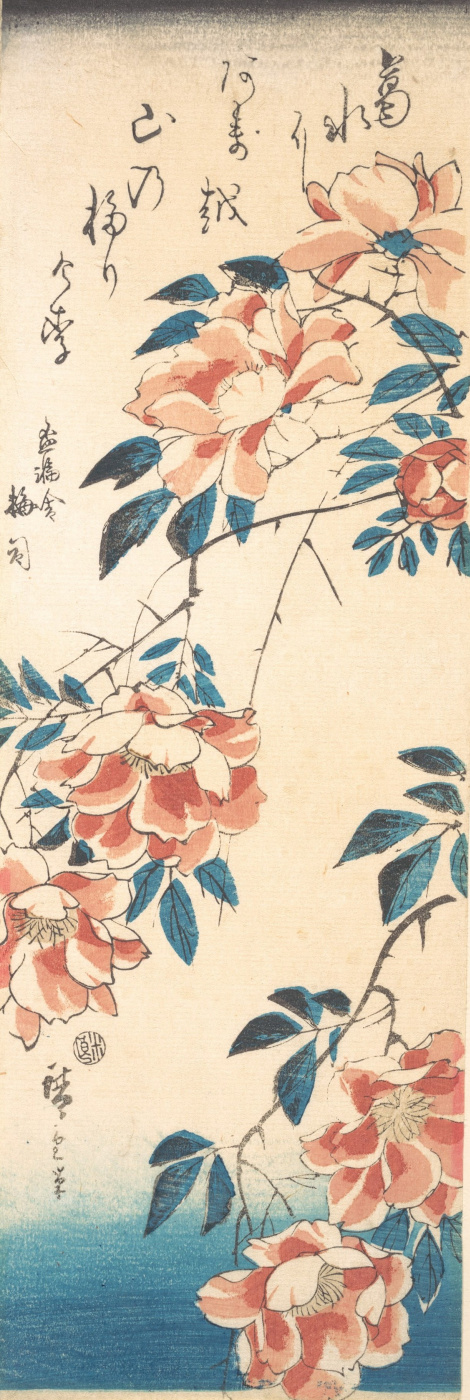 Utagawa Hiroshige. Wild roses on the river