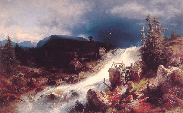 Hermann Ottomar Duke. Landscape with a watermill