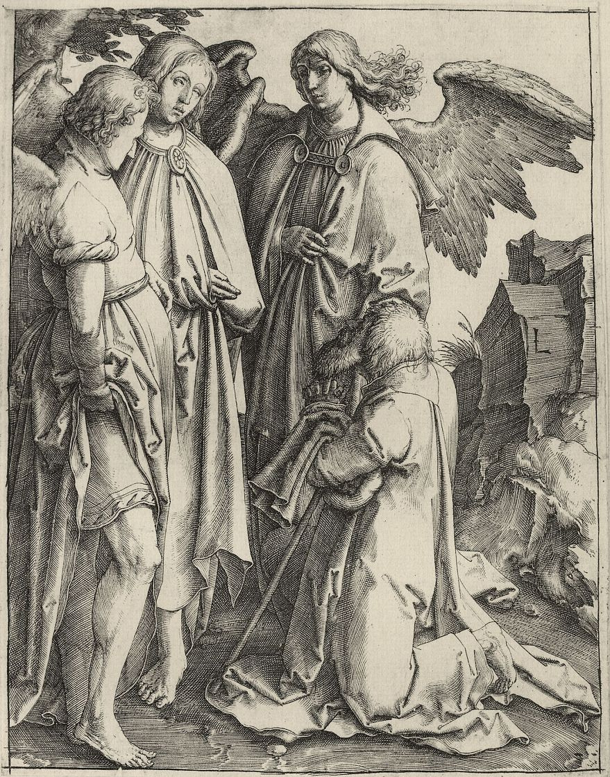 Lucas van Leiden (Luke of Leiden). Abraham and the three angels
