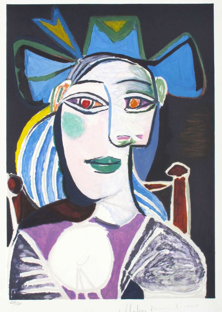 Pablo Picasso. A bust of a woman in a blue hat