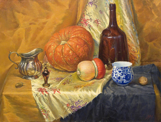 Sergey Alekseevich Makarov. Still life with two pumpkins