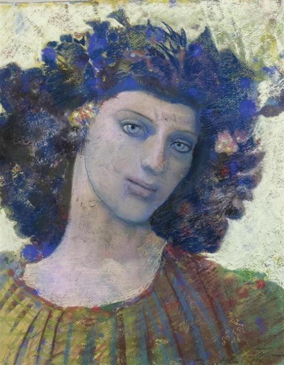 Ernst Fuchs Retrato de la juventud la Cabeza de la muchacha joven cm Descripción