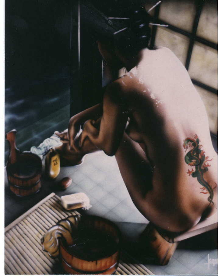 Alan Sagunes. A tattoo of a dragon