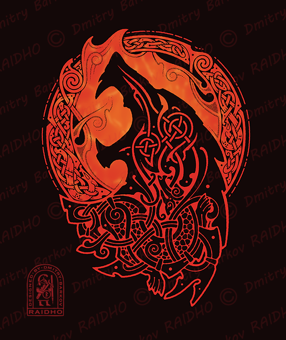 Gray Fenrir Wolf  Celtic Hammer Club  Tatouages de la mythologie  Tatouage viking Art viking