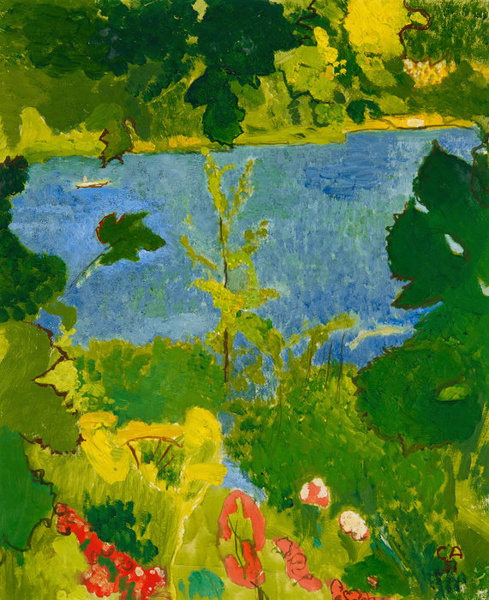 Cuno Amiet. Spring landscape at the lake