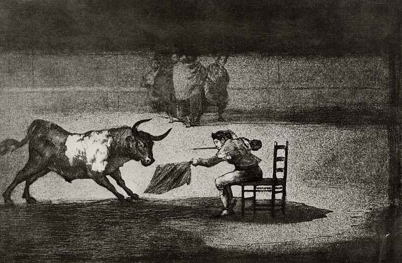 Francisco Goya. Series Tauromachie, leaf N: Reckless courage, Martino