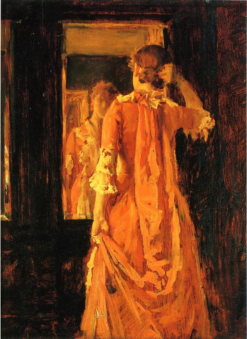 Картина перед зеркалом. William Merritt Chase картины. Уильям Мерритт Чейз канарейка. Тулуз Лотрек женщина перед зеркалом. Женщина перед зеркалом картина.