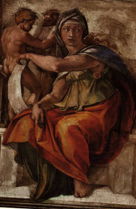 The Delphic sibyl. A fragment of the painting of the Sistine chapel ceiling