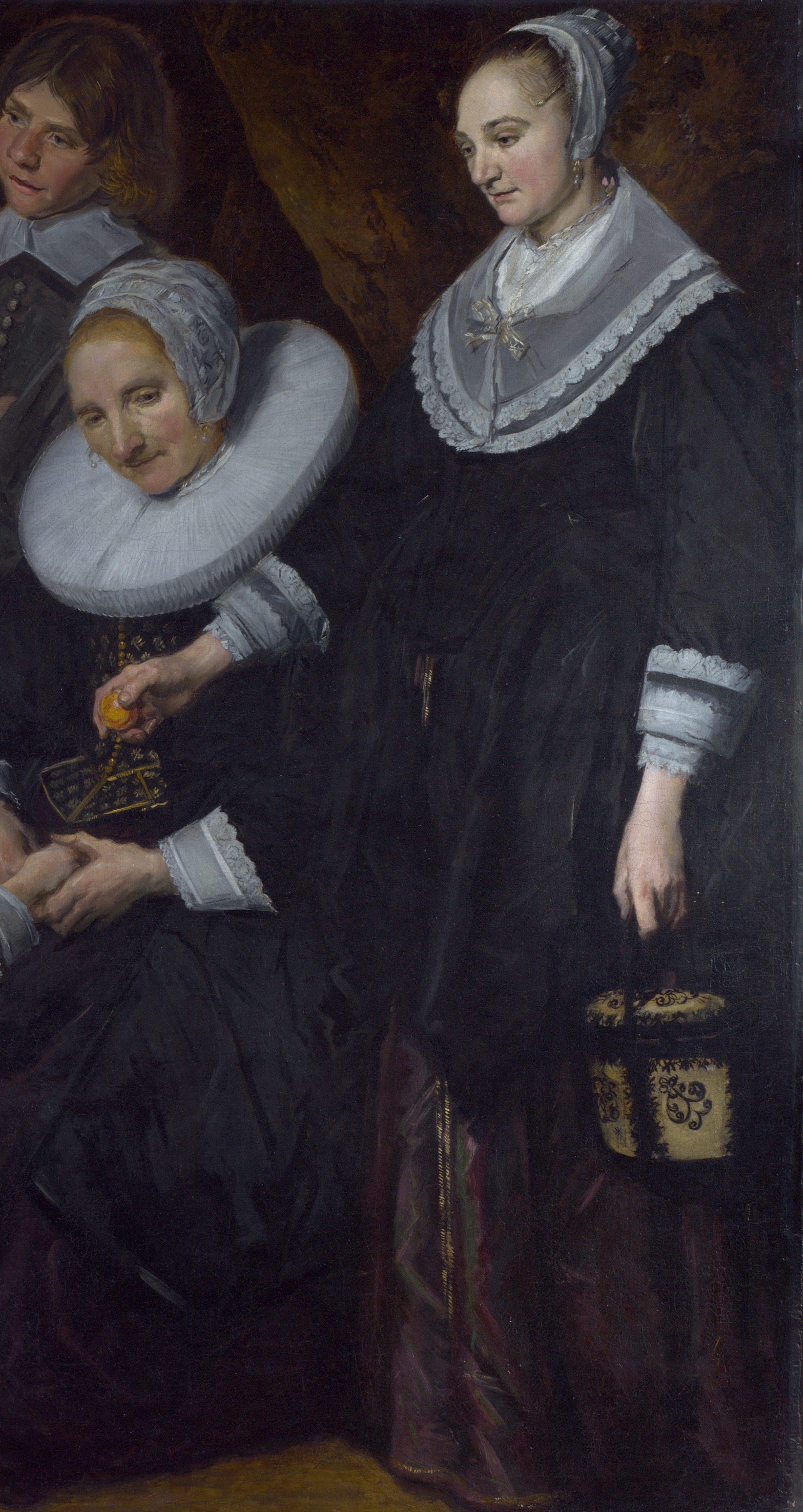 Frans Hals. Landscape with the family. Fragment 3. Portrait of two women