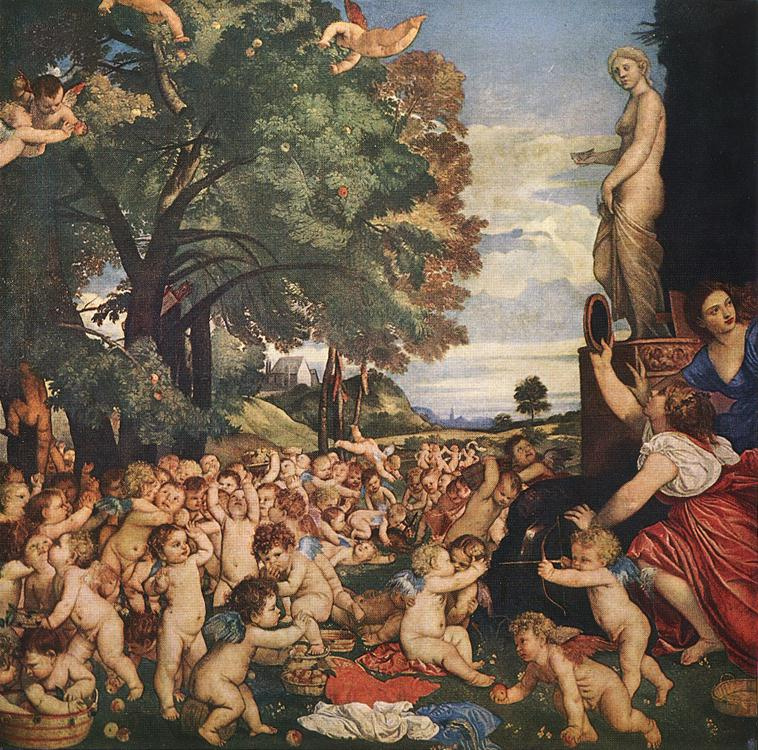 A sacrifice before the Callipygian Venus in a circular temple oil