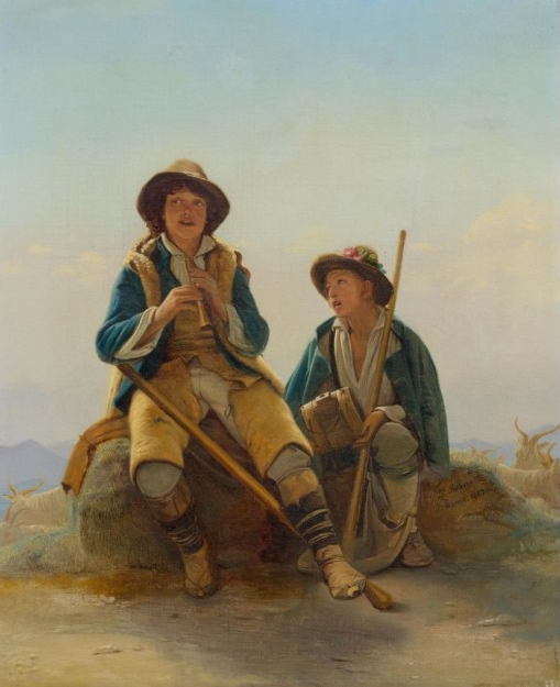 Louis Léopold Robert. Two little italian shepherds singing the morning Angelus on one of the peaks of the Apennines