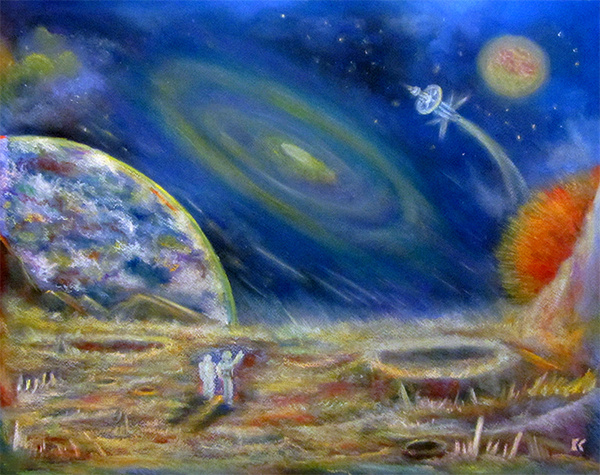 Космос пастелью. Чарльза Айвза космический пейзаж. Рисунок к космическому пейзажу Чарльза Айвза.