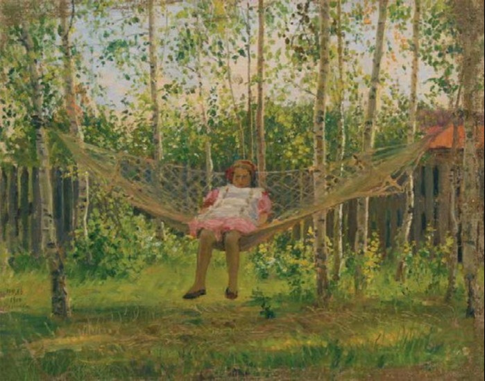 Julia Vasilyevna Razumovskaya (1896-1987). Girl in a hammock