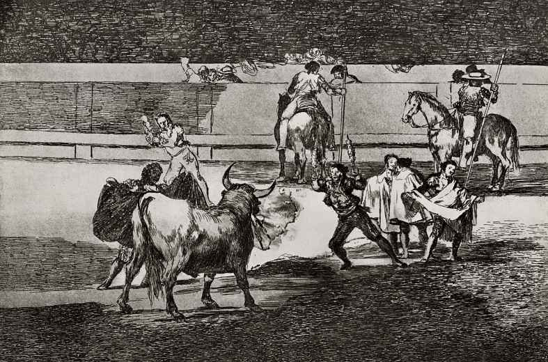 Francisco Goya. A series of "Tauromachia", page 31: Banderillas with ratchet