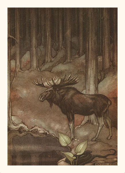 Anton Pieck. Journey of Nils with wild geese. Moose and snake