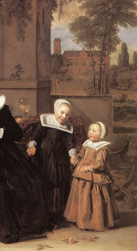 Frans Hals. Portrait of a Dutch family. Fragment. Portrait of two girls in a landscape