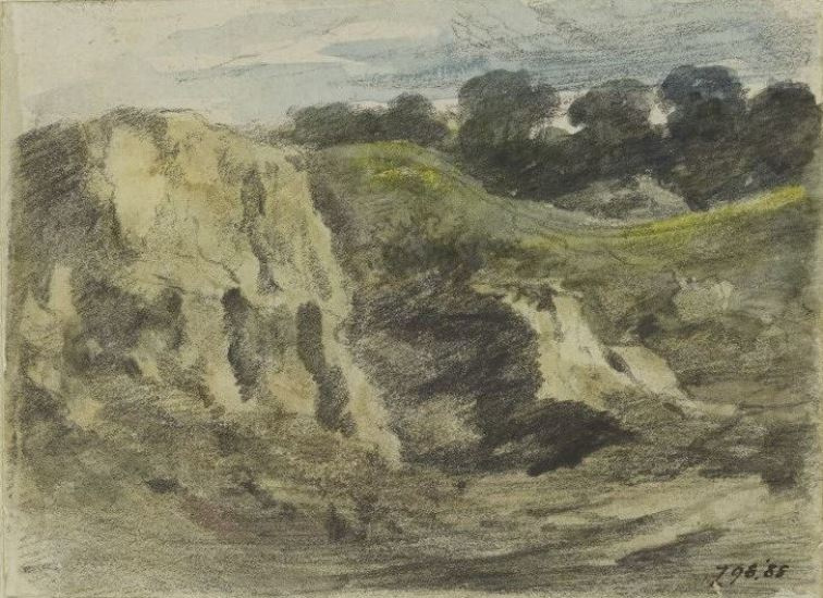 John Constable. Landscape with trees and sandy beach