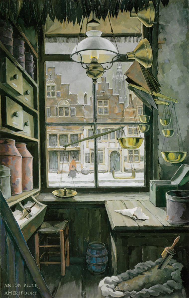Anton Pieck. The view from the window of the shop, Amersfoort