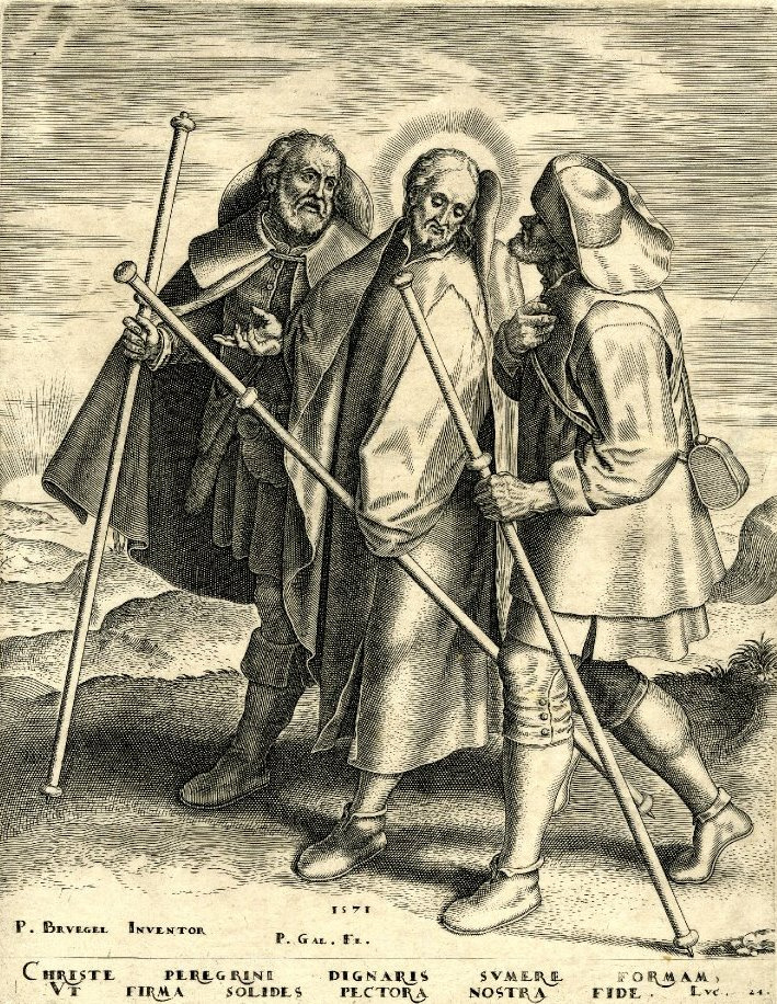 christ and disciples on the road to emmaus
