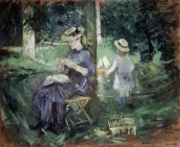 The lady with the child in the garden
