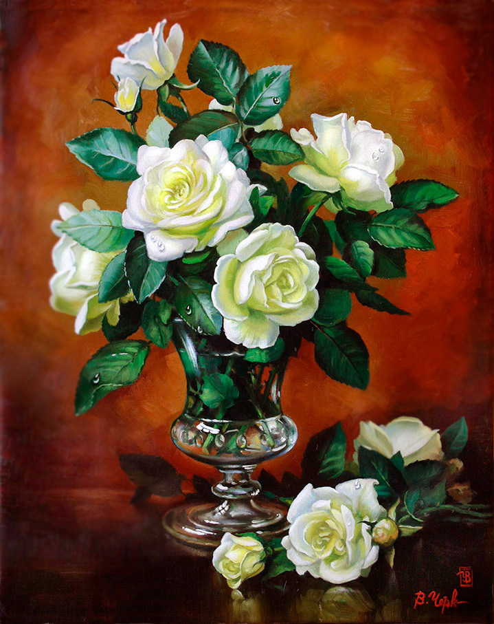 Vladimir Abat-Cherkasov. And a bouquet of white roses....