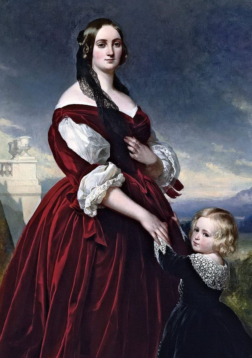 Franz Xaver Winterhalter. Portrait of the Countess of Duhamel son. Fragment