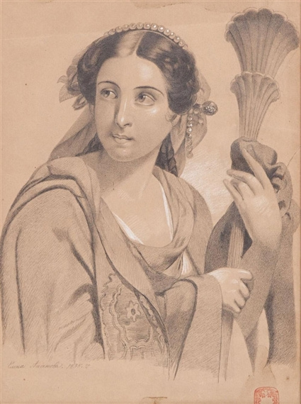 Karl Bryullov. Portrait of Elena Ananova in an Italian suit