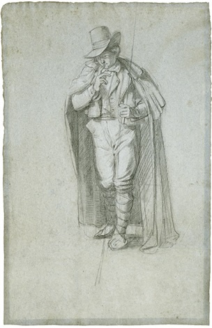 Theodor Leopold Weller. Thoughtful looking shepherd boy, in Italian costume