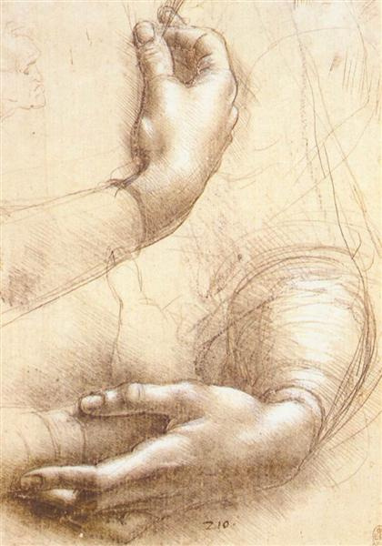 Leonardo da Vinci. Sketch of hands