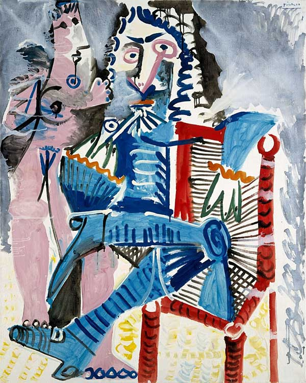 Pablo Picasso. Standing Nude and seated musketeer