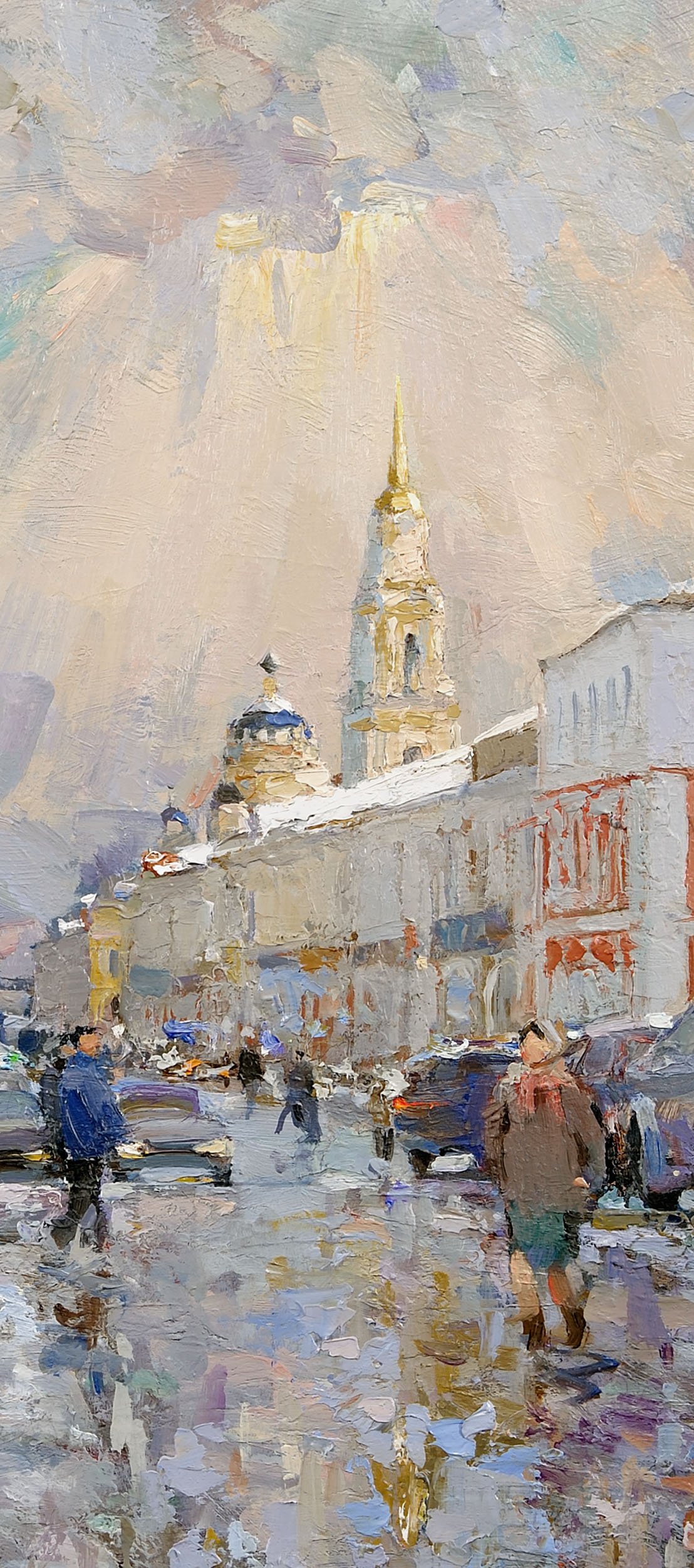 Rybinsk.Embankment from Nikolskaya chapel. D.V.P., oil 40.5 x 40.5 cm. 2020