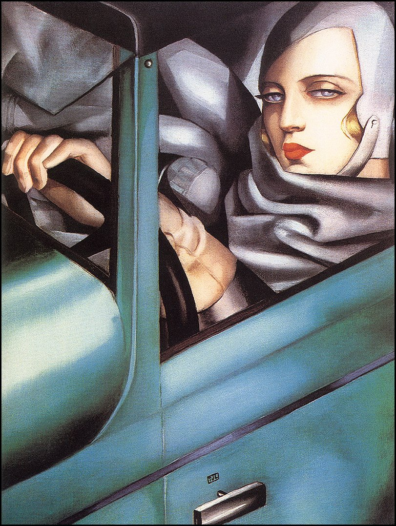 Tamara Lempicka. Self-portrait in green Bugatti