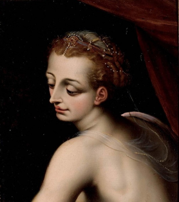 Frans Floris. Portrait of a woman with pearls in her hair