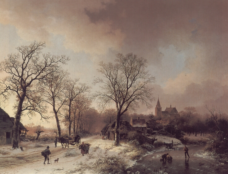 Barend Cornelis Kukkuk. Figures in a winter landscape