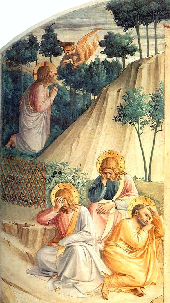 Fra Beato Angelico. Christ in the Garden of Gethsemane. Fragment of the Prayer of the Chalice fresco of the monastery of San Marco, Florence
