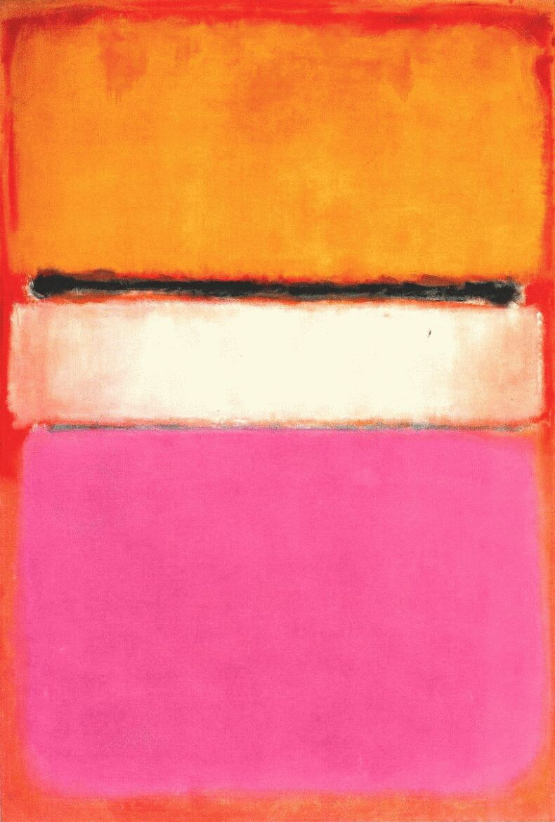 Rothko Mark. White center (yellow, pink and lavender on red)