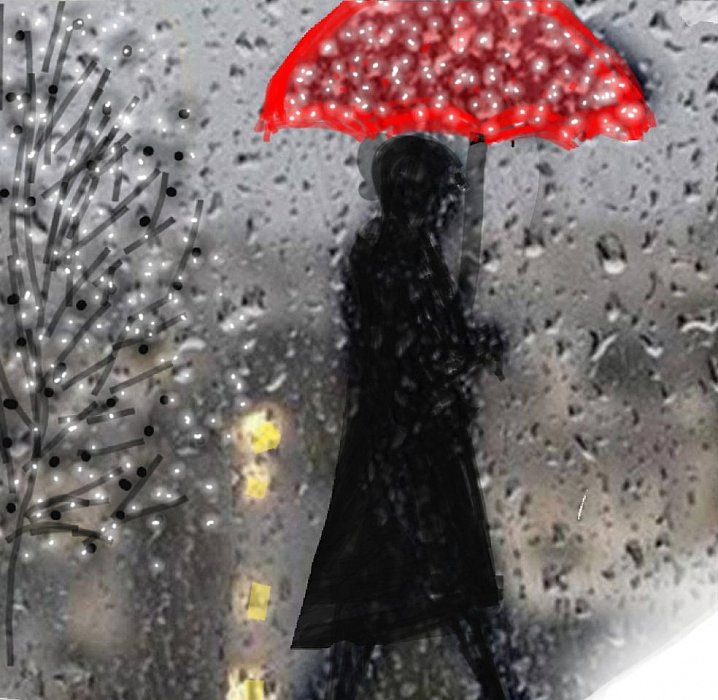 Asya Alibala gizi Hajizadeh. Red umbrella