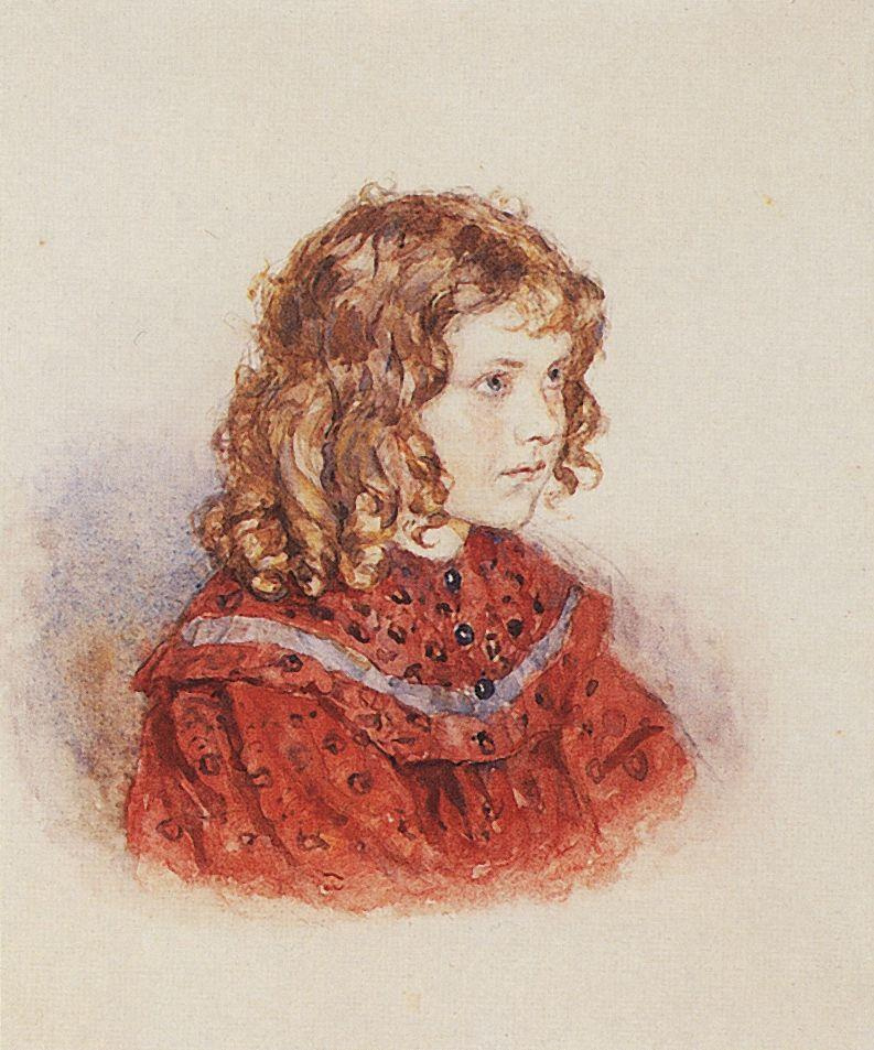 Vasily Ivanovich Surikov Portrait Of A Girl In A Red Dress 1896 20×23 Cm Descripción De La 3549