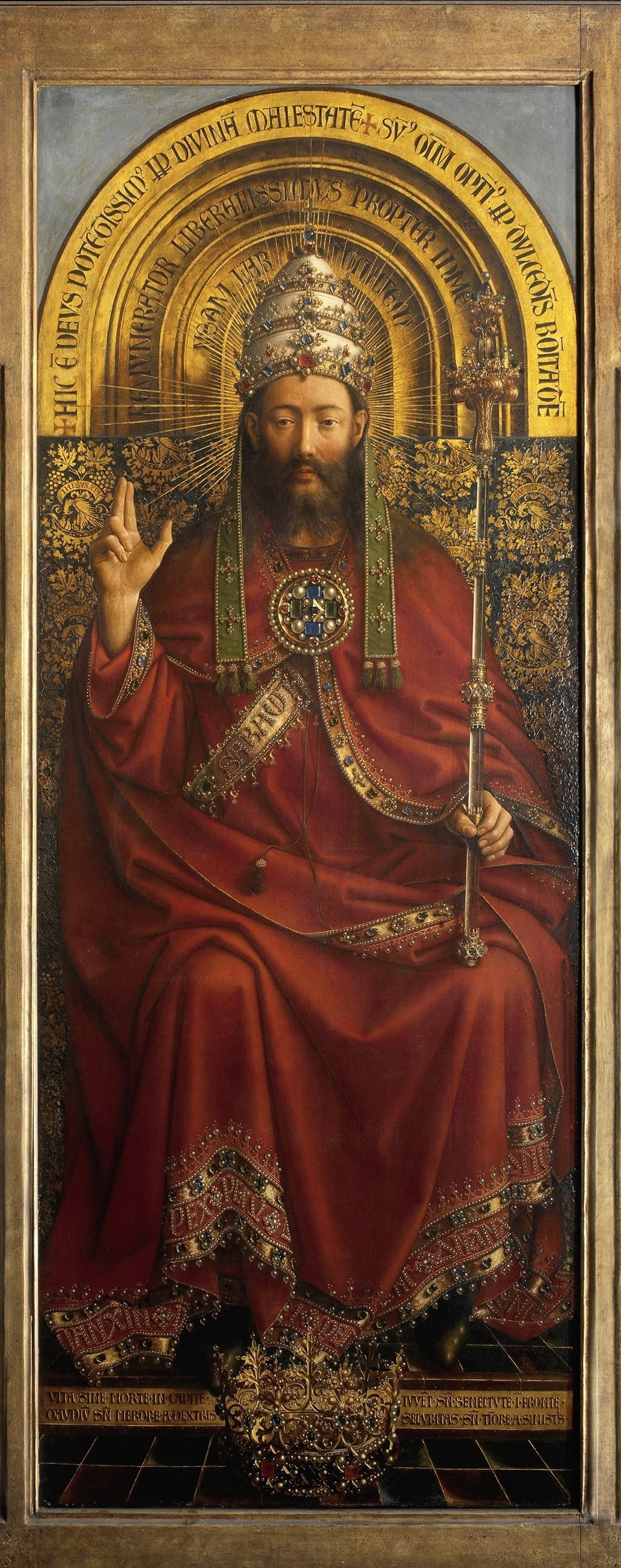 Jan van Eyck. The Ghent altarpiece. God the Father (detail)