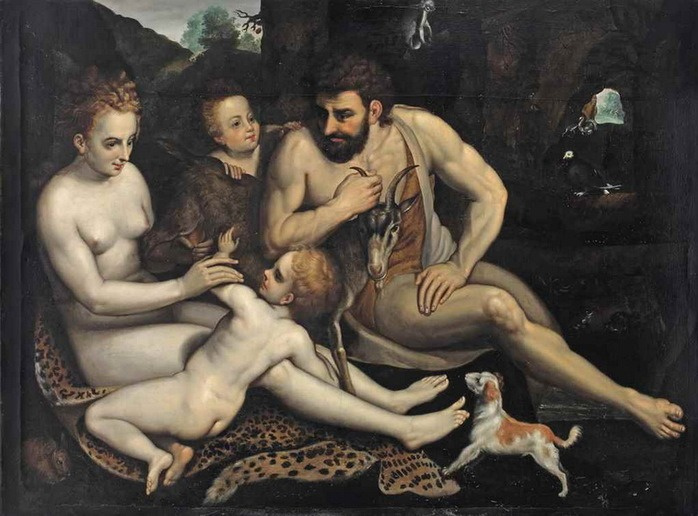 Frans Floris. Adam and Eve with their children
