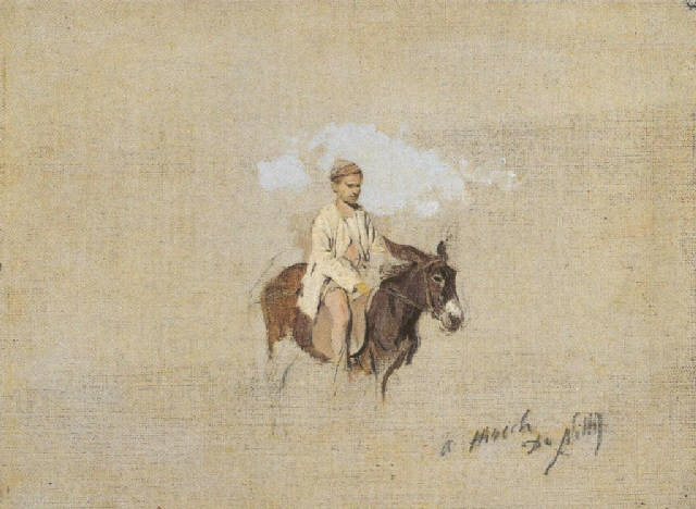 Giuseppe de Nittis. Riding a donkey